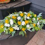 Yellow and White Casket Spray